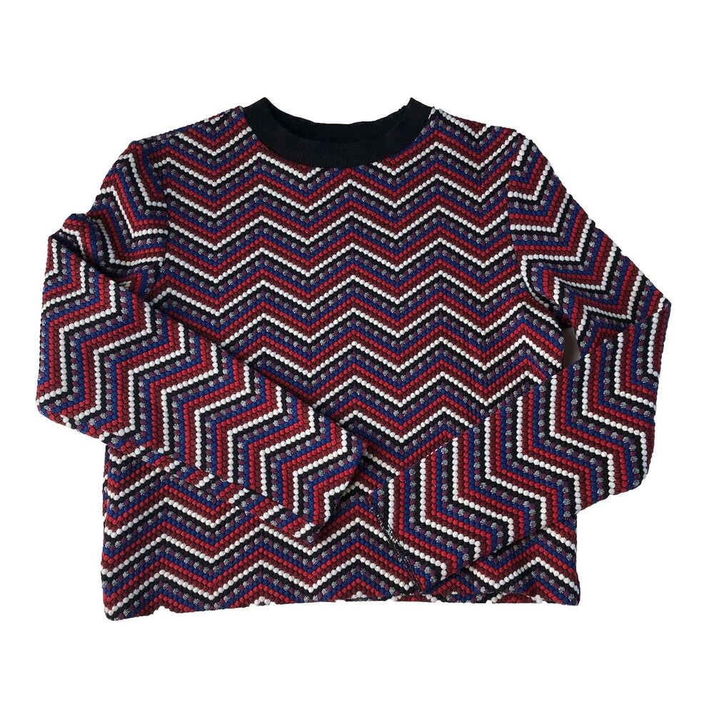 Zara Women’s chevron zig-zag textured knit Cropped Sweater Size Medium